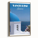 Vintage Santorini Travel Poster - Greece Retro Art Print