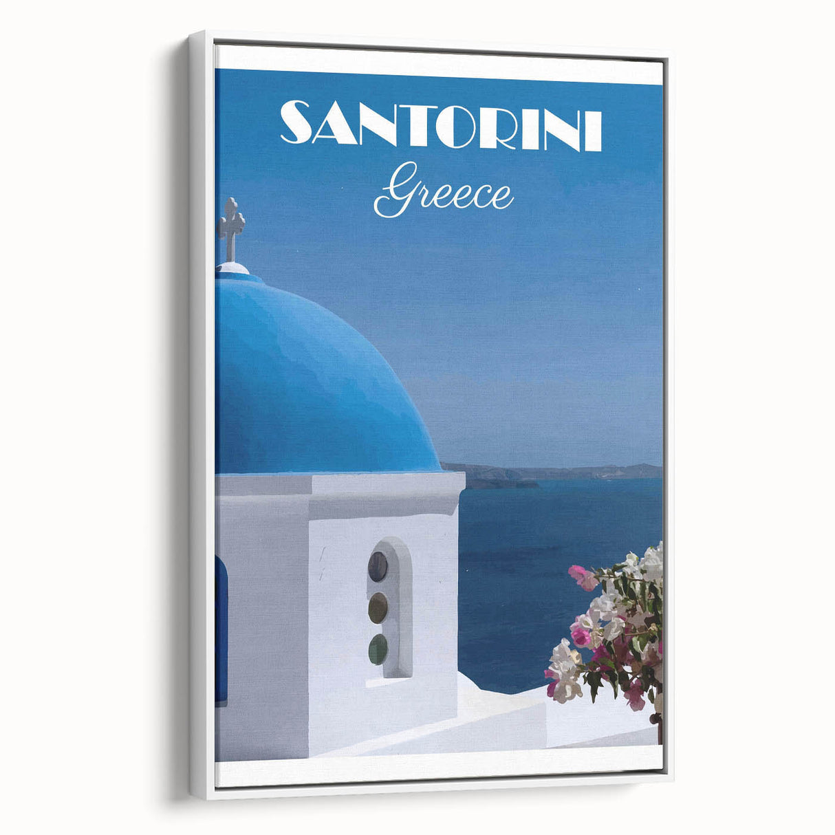 Vintage Santorini Travel Poster - Greece Retro Art Print