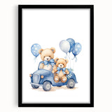 Teddy Bears in Car Nursery Wall Art – Baby Room & Kids Decor