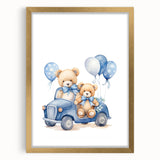 Teddy Bears in Car Nursery Wall Art – Baby Room & Kids Decor
