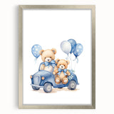 Teddy Bears in Car Nursery Wall Art – Baby Room & Kids Decor