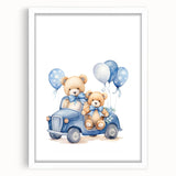 Teddy Bears in Car Nursery Wall Art – Baby Room & Kids Decor