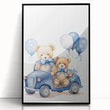 Teddy Bears in Car Nursery Wall Art – Baby Room & Kids Decor