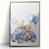 Teddy Bears in Car Nursery Wall Art – Baby Room & Kids Decor