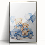 Teddy Bears in Car Nursery Wall Art – Baby Room & Kids Decor