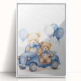 Teddy Bears in Car Nursery Wall Art – Baby Room & Kids Decor