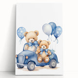 Teddy Bears in Car Nursery Wall Art – Baby Room & Kids Decor