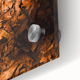 Large abstract wall art in autumnal shades on acrylic glass, ideal for dining room art in a mid-century modernist style.