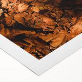 Art deco poster featuring a stylized autumn tree in warm orange and brown tones on a rolled canvas.