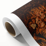 Art Deco poster of a serene fall landscape in warm orange and brown tones on rolled canvas, suited for nursery wall art.