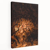Abstract depiction of autumn in muted orange and brown hues on a large stretched canvas, ideal for kitchen wall art.