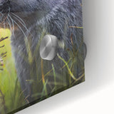 Large abstract wall art on acrylic glass featuring soft pastel colors in a mid-century modernist style.