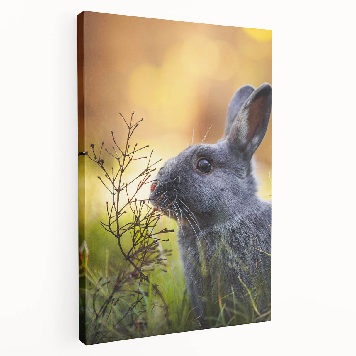 Abstract depiction of spring with vibrant green and yellow tones on a large stretched canvas, ideal for kitchen wall art.