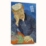 Large abstract acrylic print with swirls in blue and yellow tones, suited for bedroom or dining room decor.