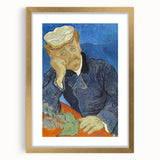 Abstract art print with swirling blue and yellow patterns on a framed canvas, suitable for dining room or bedroom decor.