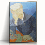 Large acrylic print of Van Gogh's artwork in a silver frame, featuring mid-century modernist style.