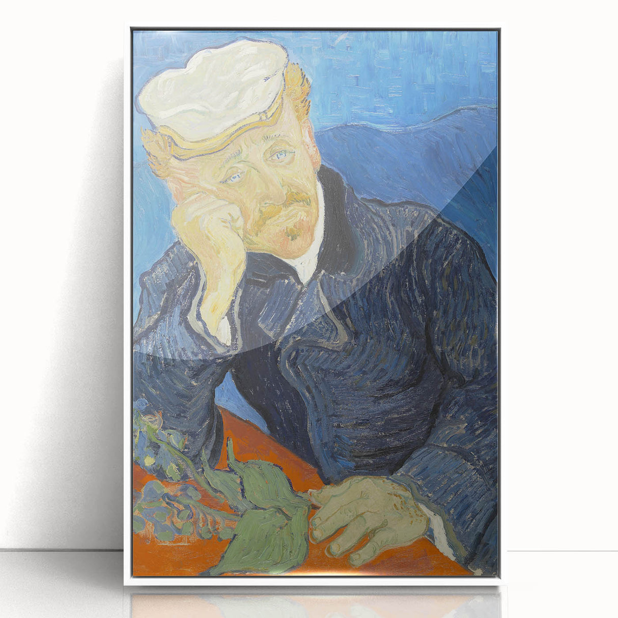 Mid-century modernist art depicting a white acrylic print of Van Gogh's style, ideal for nursery wall art.