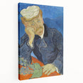 Side view of a large stretched canvas depicting Van Gogh’s Starry Night in blue and yellow tones, ideal for kitchen wall art.