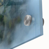 Close-up of a vibrant acrylic painting depicting a majestic castle surrounded by lush landscapes, showcasing vivid colors and intricate details, perfect for home decor.