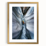 Elegant gold-framed landscape art print showcasing intricate cave designs with a mat for added depth, perfect for enhancing home decor and creating a serene atmosphere.