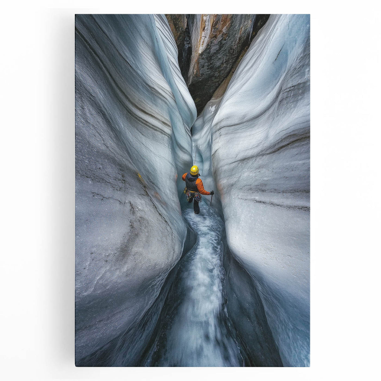 Textured stretched canvas artwork depicting a vibrant cave landscape, showcasing earthy tones and intricate details, perfect for home decor enthusiasts seeking unique nature-inspired art.