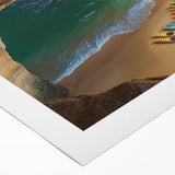 Stunning rolled canvas artwork depicting dramatic cliffs against a serene sky, showcasing vibrant colors and intricate textures, ideal for home decor enthusiasts.