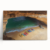 Stretched canvas artwork depicting vibrant landscapes with dramatic cliffs, showcasing rich colors and textures, perfect for modern home decor or office spaces.