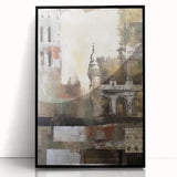 Framed abstract architecture wall art in black acrylic, showcasing geometric patterns and modern design elements. Ideal for contemporary home decor.