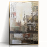 Framed abstract architecture wall art showcasing a gold acrylic design, set against a modern backdrop, perfect for contemporary home decor. Ideal for art enthusiasts looking to elevate their space with a unique aesthetic.