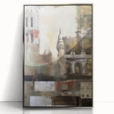 Framed abstract architecture wall art in silver acrylic, showcasing geometric designs and modern aesthetics, perfect for contemporary home decor.