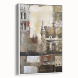 Abstract architecture wall art in a sleek white frame, showcasing geometric patterns and modern design elements, perfect for contemporary decor.