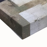 Close-up of abstract architecture wall art on stretched canvas, showcasing intricate geometric patterns and vibrant colors, ideal for modern home decor.