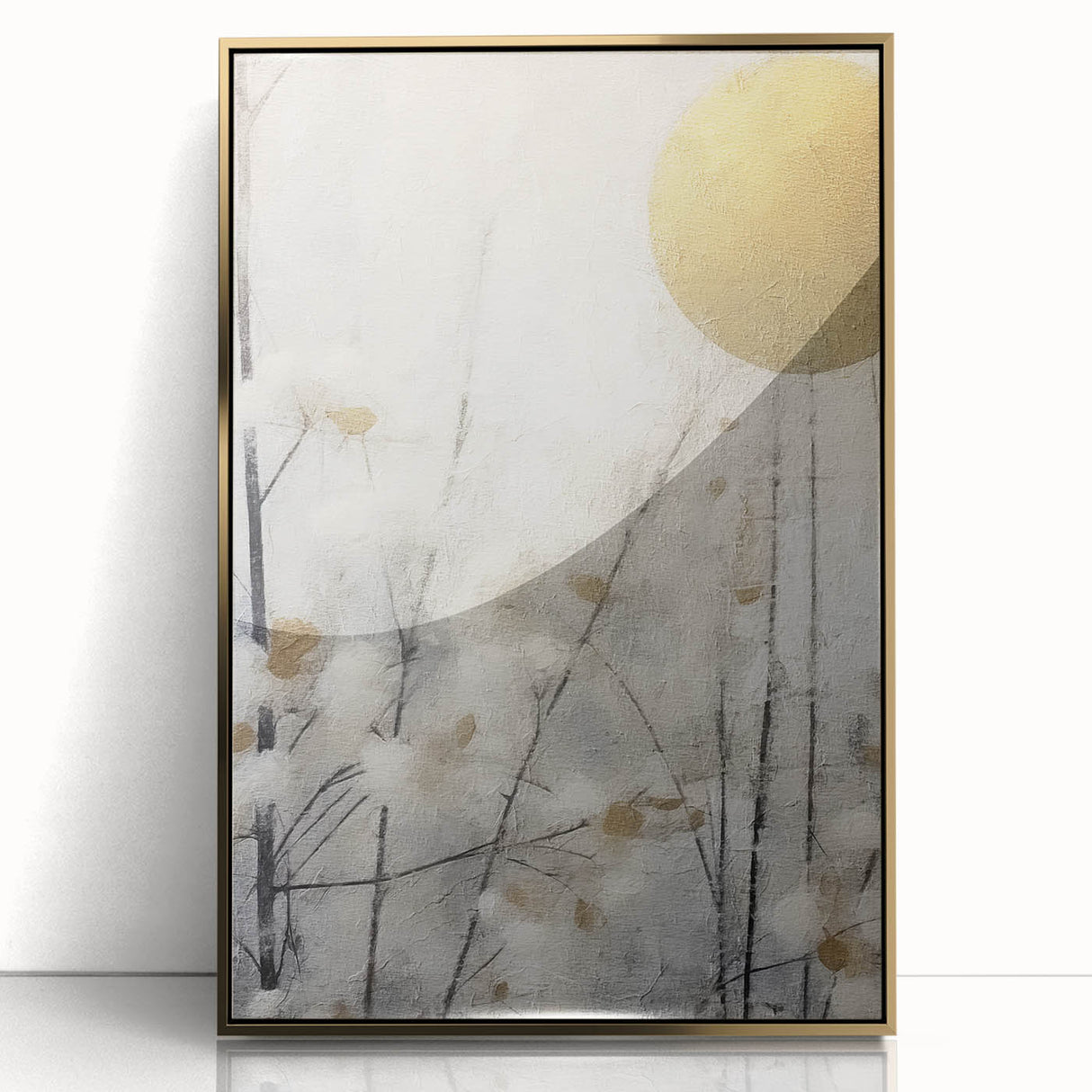Framed abstract floral wall art, featuring vibrant colors of pink, gold, and green with an acrylic finish, perfect for modern home decor.