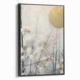 Framed canvas wall art showcasing vibrant abstract floral designs in bold colors, set against a black background, viewed from the side to highlight its depth and texture.