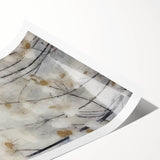 Abstract floral wall art print showcasing vibrant colors of pink, blue, and green, elegantly rolled for easy framing or display in modern home decor.