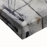 Close-up view of vibrant abstract floral wall art on stretched canvas, showcasing intricate details and rich colors, perfect for modern home decor.