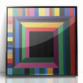 Framed acrylic artwork showcasing a modern black geometric design with sharp angles and contrasting textures, perfect for contemporary home decor.