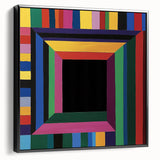 Framed abstract geometric canvas art in black, showcasing sharp angles and modern design. The side view emphasizes its sleek profile, perfect for contemporary decor.
