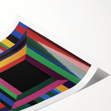 Abstract geometric design rolled canvas print showcasing vibrant colors and intricate patterns, ideal for modern home decor, packaged securely in a durable tube.