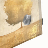 Close-up of an abstract landscape wall art piece, featuring vibrant colors and fluid shapes, printed on acrylic glass for a modern aesthetic. Perfect for contemporary home decor.