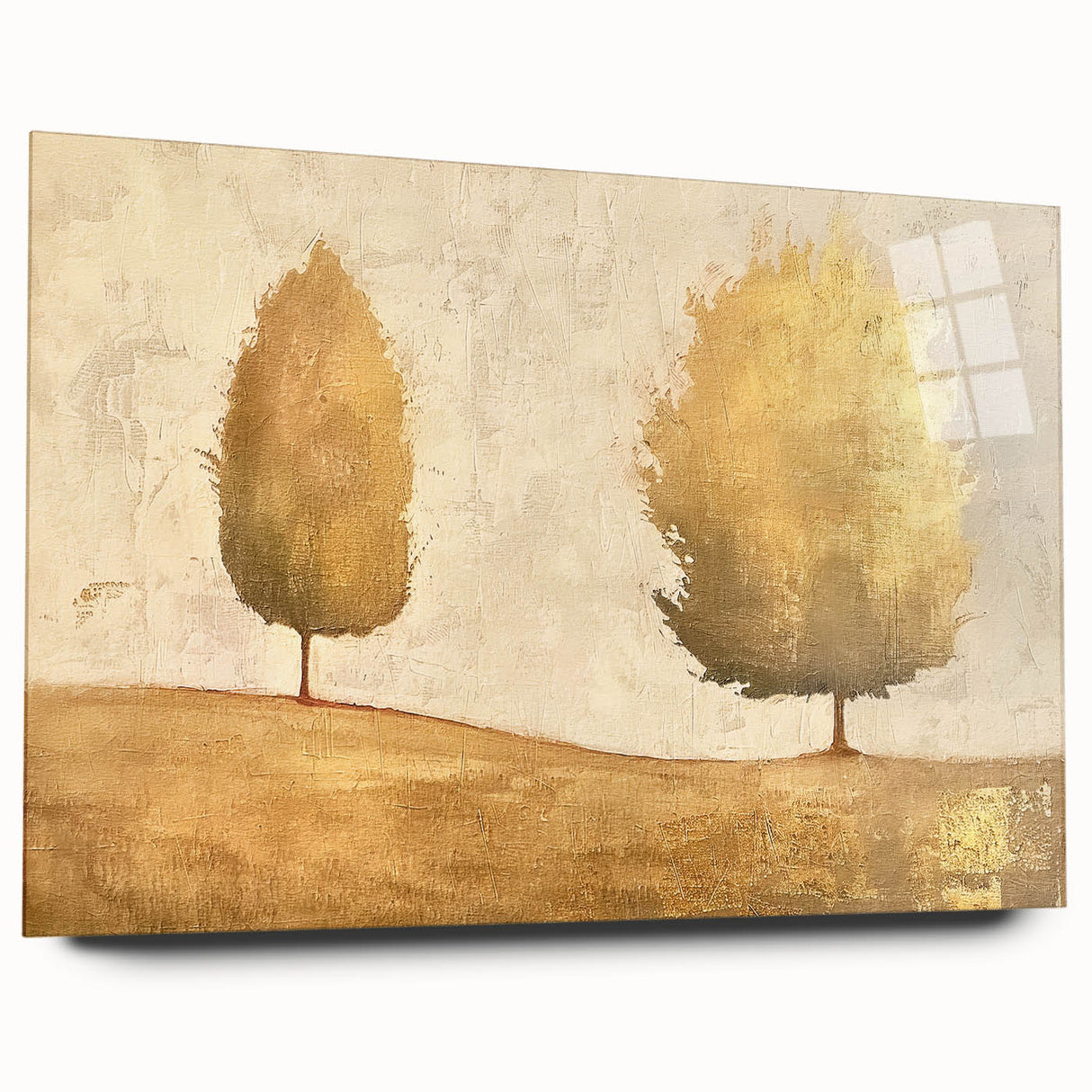 Abstract landscape wall art design displayed in a sleek acrylic frame, highlighting vibrant colors and intricate patterns, perfect for modern home decor.