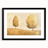 Abstract landscape wall art framed in black with a white mat, showcasing vibrant colors and dynamic shapes, perfect for modern home decor.