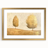 Abstract landscape wall art framed in gold with a mat, showcasing vibrant colors and modern design. Perfect for enhancing contemporary home decor.