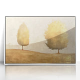 Framed acrylic wall art showcasing an abstract landscape design in soothing white tones, perfect for modern home decor. Ideal for living rooms or offices.