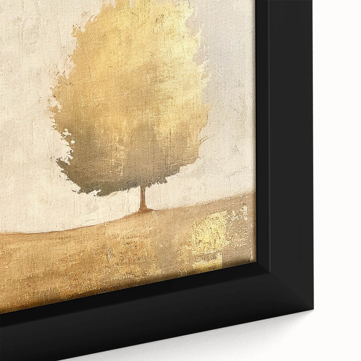 Abstract landscape wall art in a framed canvas, showcasing vibrant hues of blue, green, and gold, highlighting organic shapes and textures that evoke nature's beauty. Ideal for modern home decor, this piece adds a touch of serenity and creativity to any space.