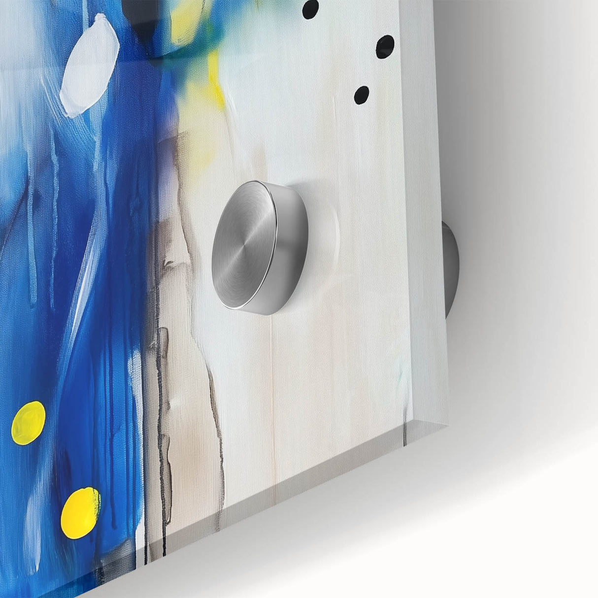 Modern Abstract Wall Art – Blue Pulse with Yellow & Neutral Tones