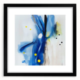 Modern Abstract Wall Art – Blue Pulse with Yellow & Neutral Tones