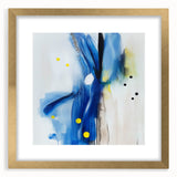 Modern Abstract Wall Art – Blue Pulse with Yellow & Neutral Tones