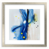 Modern Abstract Wall Art – Blue Pulse with Yellow & Neutral Tones