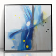 Modern Abstract Wall Art – Blue Pulse with Yellow & Neutral Tones